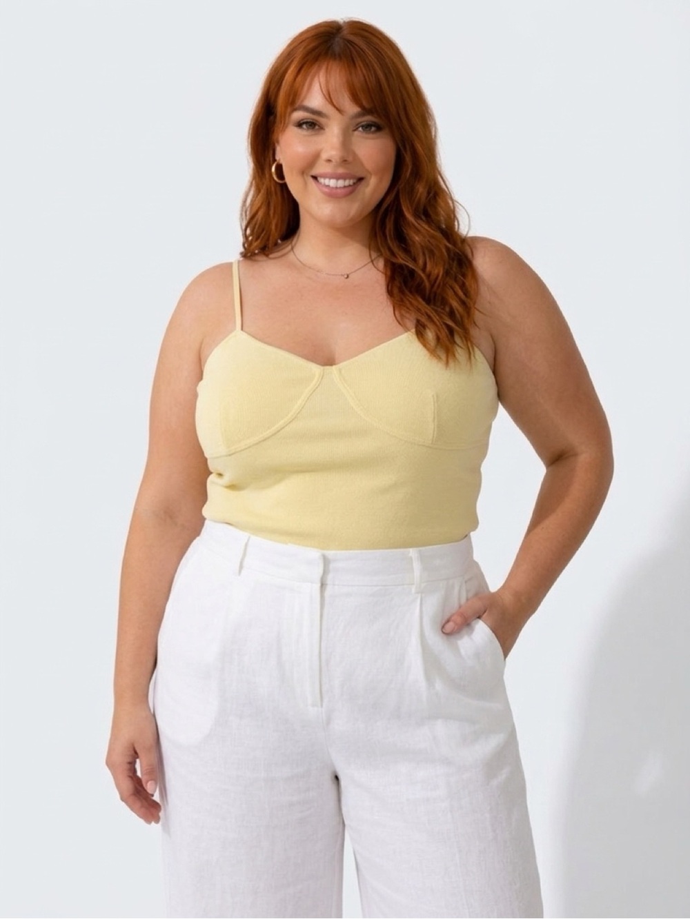 Express Pale Yellow Spaghetti-Strap Bustier Cami